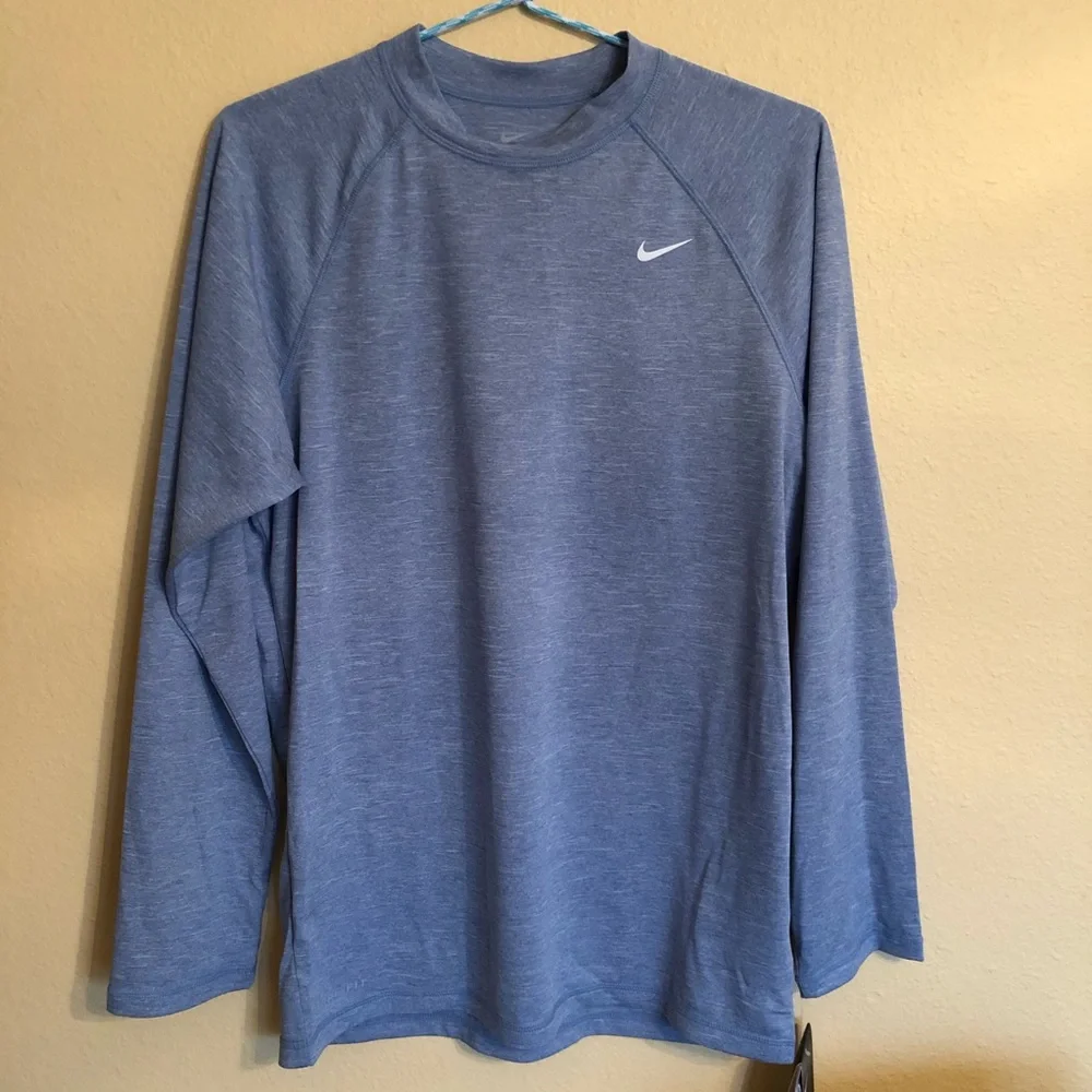 NEW Nike Dry-fit Heather Hydroguard long sleeve Blue Shirt S - Picture 1 of 6